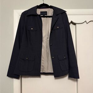 Banana Republic Women’s Blue Super Frayed Style Blazer with Button Details
